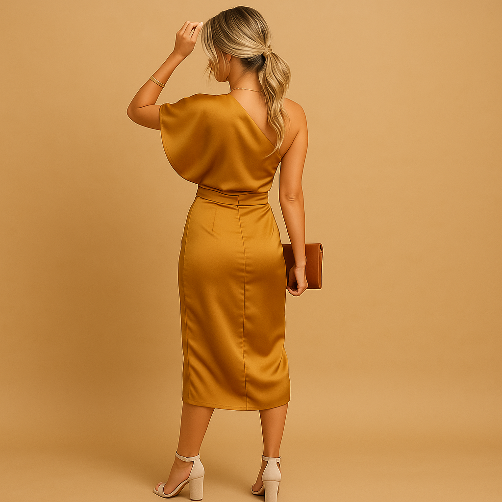 Elegant slim-fit dress for women with a minimalist design and flattering silhouette, perfect for formal occasions, office wear, and evening looks.